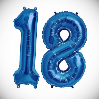 16" 18 Blue Number Balloons 18th Birthday Party Anniversary Foil Balloon Decor Hanging Balloon Bright Color for Wedding Decoration Banner Air Balloon