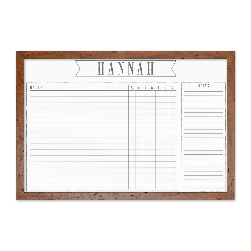 One Child Chore Chart Horizontal Whiteboard (36"W x 24"H, Walnut Frame)