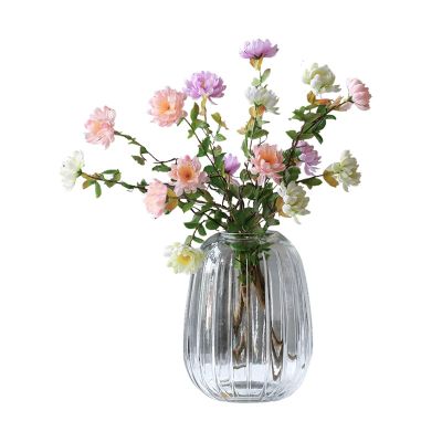 KIZQYN Artificial Flowers High Quaulity Artificial Flower,Faux Multicolor Daisy Bulk Bouquets with Stems for Crafts Outdoors (Round Vase) 13.78Inch Flower Decoration