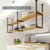 Hamankim Rustic 2 Layer Wooden Ceiling Shelf, Creative Hanging Shelves for Kitchen Bar Bar Indoor Balcony Plant Railing Shelf Cabinet Shelf Spice Rack Pantry Storage Rack (Size : 150x30x80cm) view 3