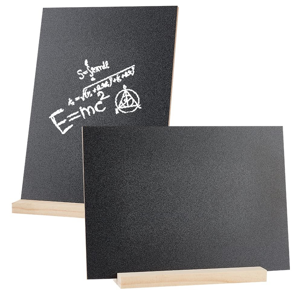 NBEADS 2 Sets Mini Chalkboard Signs, 8.2x5.9 Wooden Message Blackboard Double Sided Mini Blackboard with Base Stand for Wedding Supermarket Baker Parties Decorations