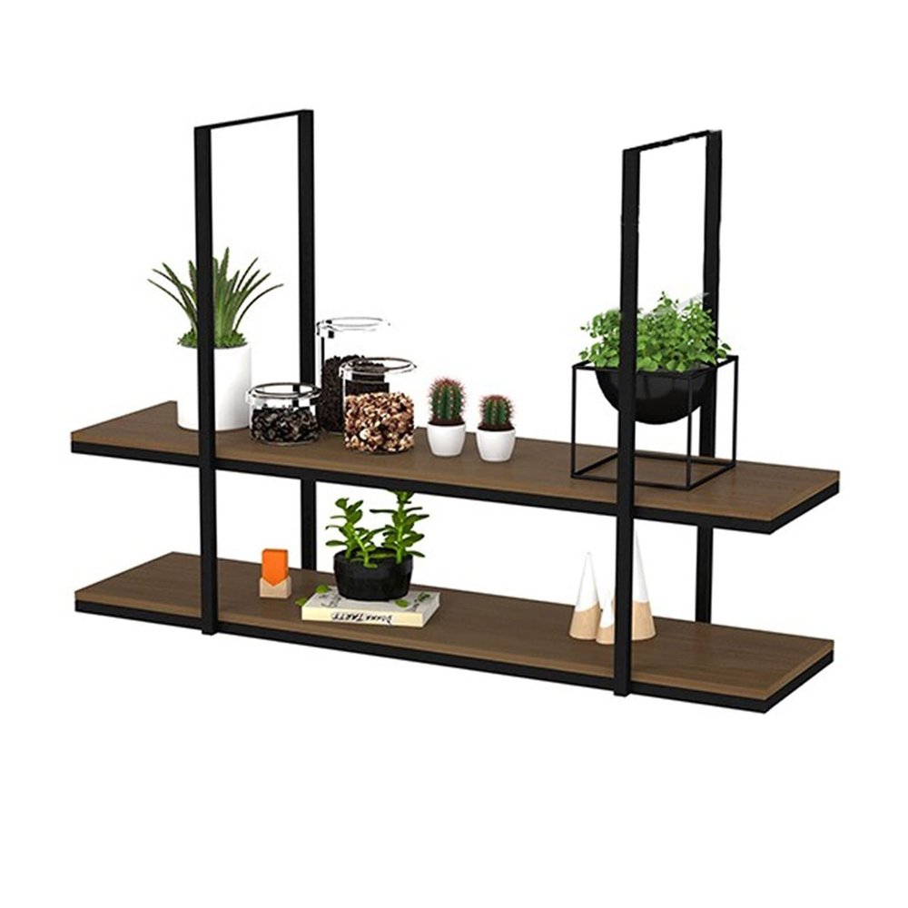 Hamankim 2 Tier Wooden Floating Shelves, Ceiling Mount Kitchen Wine Rack Pot Rack Storage Shelving Tray Holder for Display Wine Glass/Bottle/Book/Decoration (Size : 110x30x80cm)