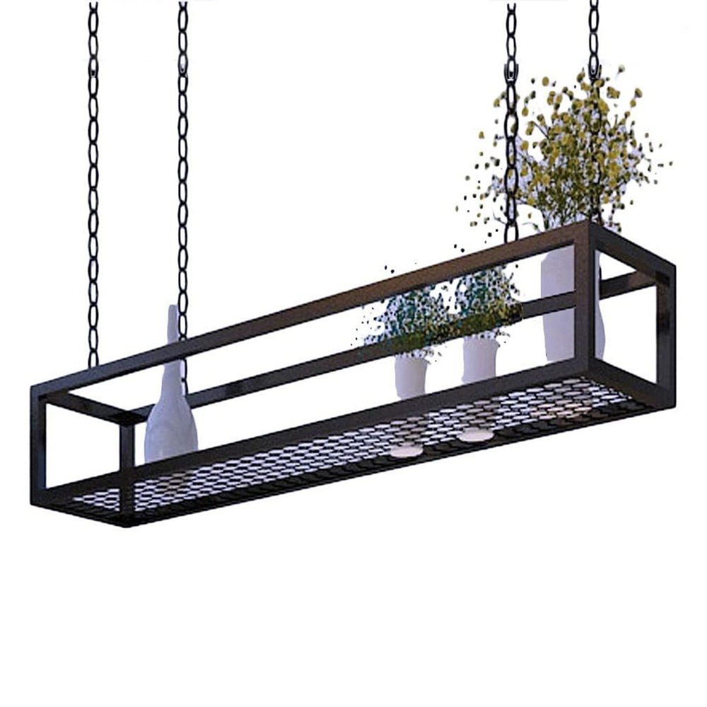 Ceiling Hanging Shelf Mounted Floating Suspended Shelving for Bar Cellar Garage Restaurant Kitchen Storage Rack Pot Pan Rack Cookware Hanger Flower Stand (Size : 100x25x15cm)