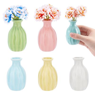 NBEADS 6 Pcs Mini Ceramic Flower Vase, Rustic Decor Vase Modern Farmhouse Multicolored Plain Small Vases for Flowers Small Plants Floral Dining Room Shelf