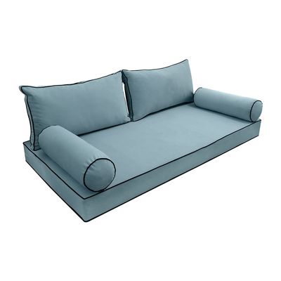 Cover ONLY Model V2 Twin Velvet Contrast Pipe Indoor Daybed Mattress Cushion AD355