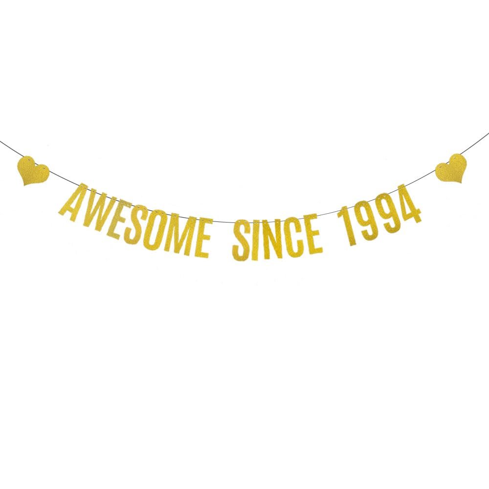 WEIANDBO Gold Glitter Banner for 31st Birthday Party Decorations Supplies,Pre-Strung, Glitter Gold Paper Garlands Banner Bunting Sign Photo Props,Awesome Since 1994