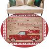 Valentine's Day Round Area Rug 6 Feet Happy Truck with Love on Rustic Wooden Grain Non Slip and Washable Cute Circle Carpets Nursery Rug for Indoor Kids Baby Bedroom Living Room Entryway Home Decor view 1