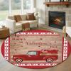 Valentine's Day Round Area Rug 6 Feet Happy Truck with Love on Rustic Wooden Grain Non Slip and Washable Cute Circle Carpets Nursery Rug for Indoor Kids Baby Bedroom Living Room Entryway Home Decor view 2