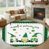 St. Patrick's Day Round Area Rug 6 Feet St. Patrick Shamrock Dwarfs Gold Lock Gold Gnome Non Slip Washable Cute Circle Carpets Nursery Rug for Indoor Kids Baby Bedroom Living Room Entryway Home Decor view 2