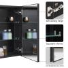 Fundin Black Aluminum Medicine Cabinet 24 x 24 Inch Recessed or Surface Mount, with Double Door and Adjustable Shelves. view 3