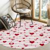 Valentine's Day Round Area Rug 6 Feet Red Love Heart Romantic Pink Non Slip and Washable Cute Circle Carpets Nursery Rug for Indoor Kids Baby Bedroom Living Room Entryway Home Decor view 1
