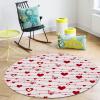 Valentine's Day Round Area Rug 6 Feet Red Love Heart Romantic Pink Non Slip and Washable Cute Circle Carpets Nursery Rug for Indoor Kids Baby Bedroom Living Room Entryway Home Decor view 3