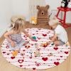 Valentine's Day Round Area Rug 6 Feet Red Love Heart Romantic Pink Non Slip and Washable Cute Circle Carpets Nursery Rug for Indoor Kids Baby Bedroom Living Room Entryway Home Decor view 4
