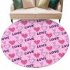 Valentine's Day Round Area Rug 6 Feet Valentines Day Love Heart Pink Purple Non Slip and Washable Cute Circle Carpets Nursery Rug for Indoor Kids Baby Bedroom Living Room Entryway Home Decor view 1