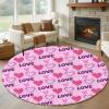 Valentine's Day Round Area Rug 6 Feet Valentines Day Love Heart Pink Purple Non Slip and Washable Cute Circle Carpets Nursery Rug for Indoor Kids Baby Bedroom Living Room Entryway Home Decor view 2