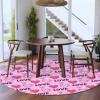Valentine's Day Round Area Rug 6 Feet Valentines Day Love Heart Pink Purple Non Slip and Washable Cute Circle Carpets Nursery Rug for Indoor Kids Baby Bedroom Living Room Entryway Home Decor view 4