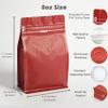 50 Count 8oz Red Coffee Bags with Aluminum Foil Liner, High Barrier Coffee Pouches with Degassing Valve, Ziplock Food Storage Bags with Pull Tape, Pack of 50, 6oz/0.5lb/250gram view 2