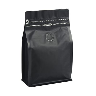 100 Count  LB Black Color Foil Coffee Bags with Degassing Valve, High Barrier Aluminum Foil - Flat Bottom Coffee Pouches, Food Storage Bags with Rsealable Zipper & Easy Open Tape (Pack of 100,
