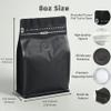 100 Count  LB Black Color Foil Coffee Bags with Degassing Valve, High Barrier Aluminum Foil - Flat Bottom Coffee Pouches, Food Storage Bags with Rsealable Zipper & Easy Open Tape (Pack of 100, view 2