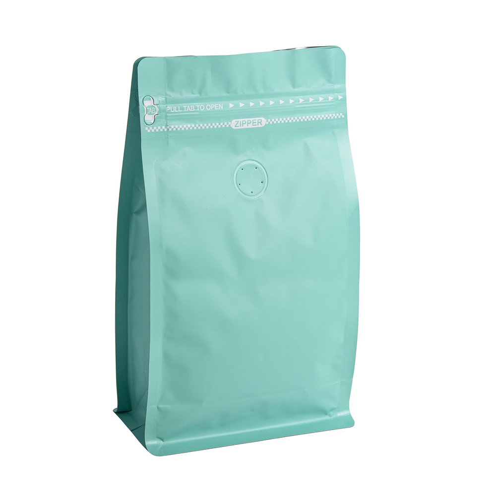 50 Pieces 0.75 LB Blue Green Coffee Bags with Aluminum Foil Liner Pack of 50, High Barrier Coffee Pouches with Degassing Valve, Ziplock Food Storage Bags with Pull Tape, 12oz/0.75lb/340gram