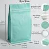 50 Pieces 0.75 LB Blue Green Coffee Bags with Aluminum Foil Liner Pack of 50, High Barrier Coffee Pouches with Degassing Valve, Ziplock Food Storage Bags with Pull Tape, 12oz/0.75lb/340gram view 2