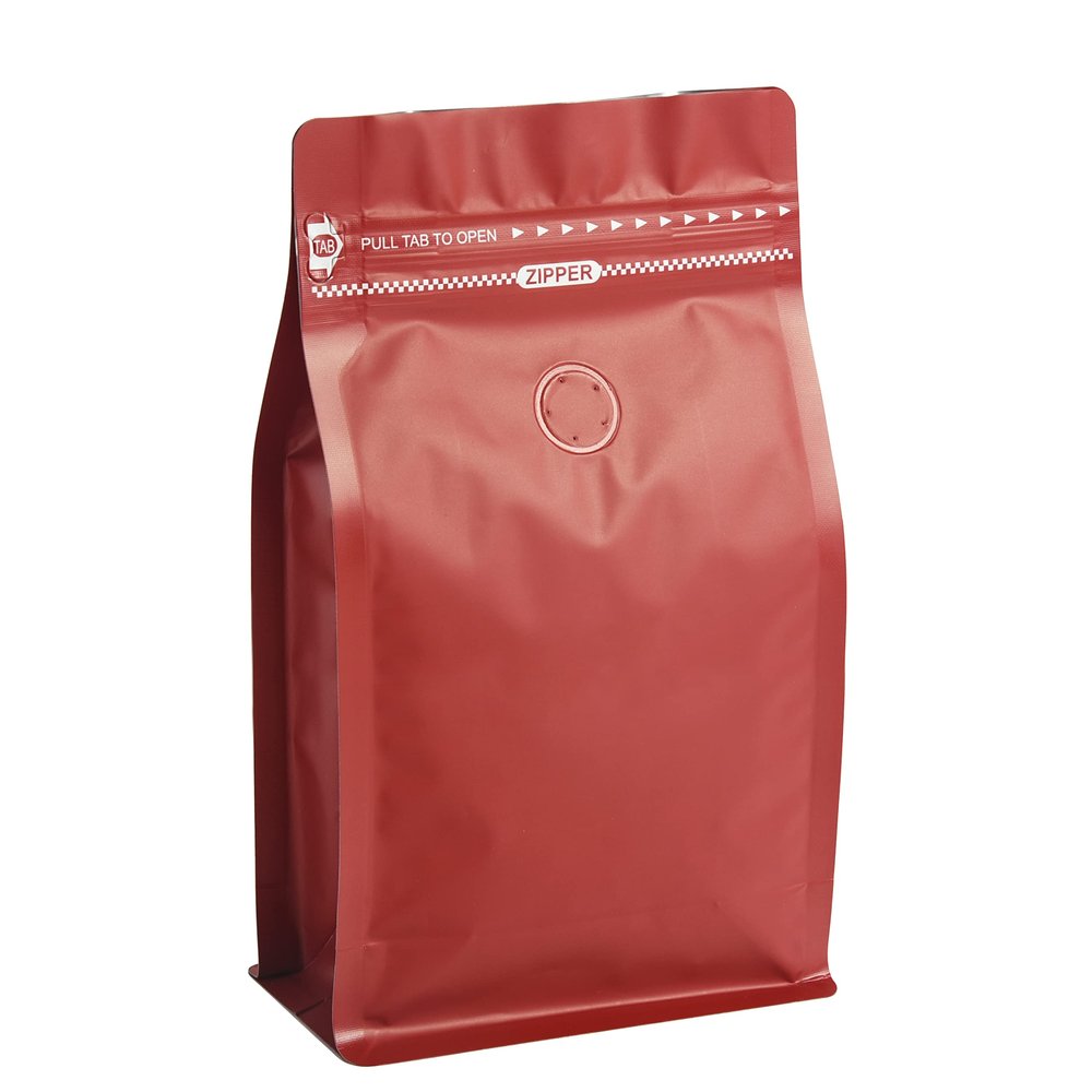 50 Count 12oz Red Coffee Bags with Aluminum Foil Liner, High Barrier Coffee Pouches with Degassing Valve, Ziplock Food Storage Bags with Pull Tape, Pack of 50, 12oz/0.75lb/340gram