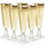 Oungy 100 PCS Plastic Champagne Flutes with Gold Rim 5.5OZ Clear Plastic Champagne Glasses Mimosa Glasses Cocktail Cups for Party Wedding Celebration Supplies view 1