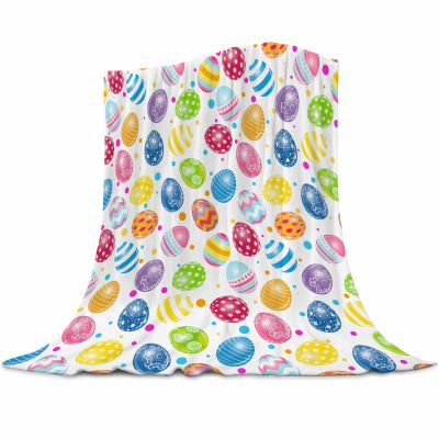 Abaysto Easter Throw Blanket Colorful Eggs Blanket Cozy&Soft Plush Flannel Easter Blankets for Bed Couch Living Room, Easter Gifts for Kids Adults 60"x80"