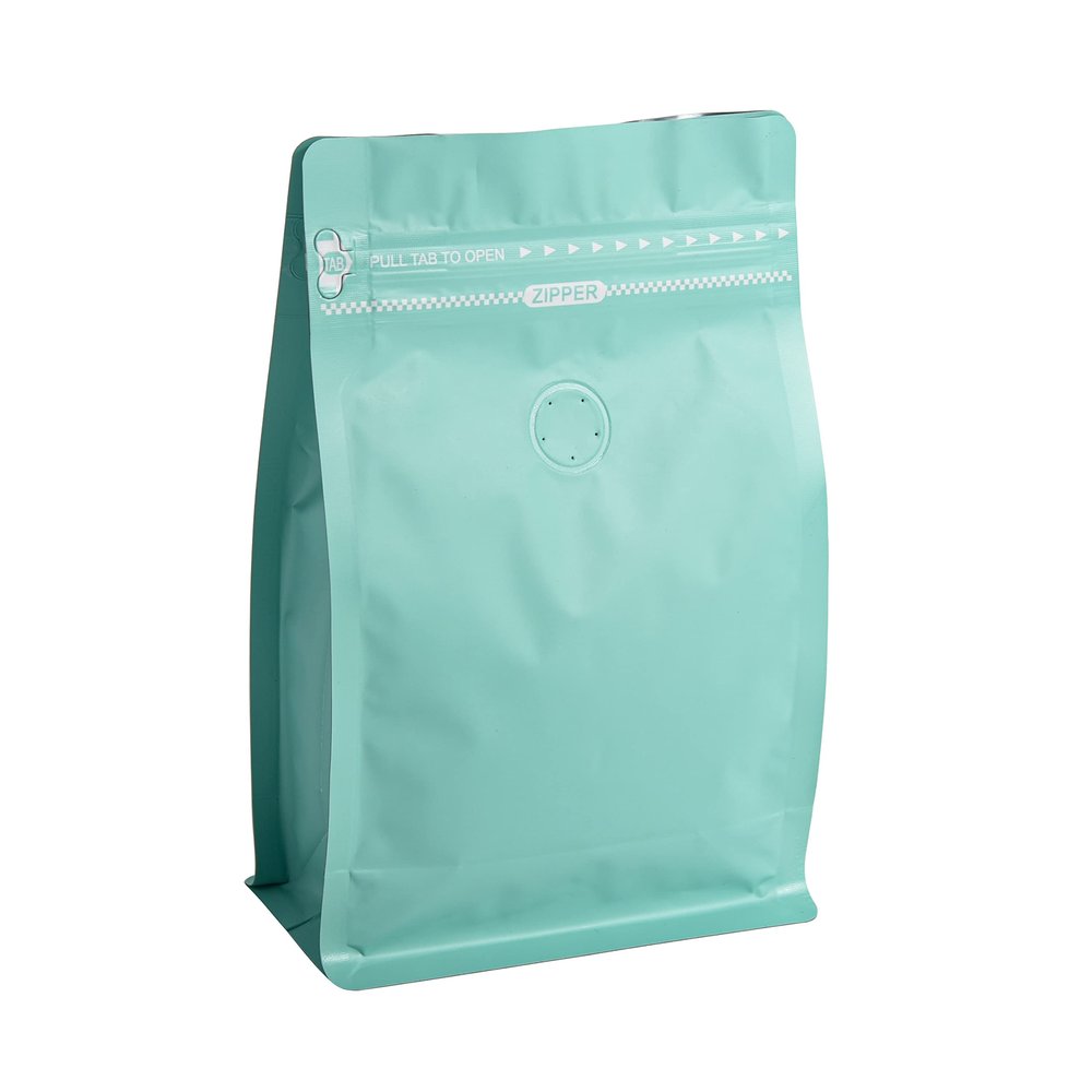 100 Pieces 0.5 LB Blue Green Coffee Bags with Aluminum Foil Liner Pack of 100, High Barrier Coffee Pouches with Degassing Valve, Ziplock Food Storage Bags with Pull Tape, 8oz/0.5lb/250gram