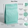 100 Pieces 0.5 LB Blue Green Coffee Bags with Aluminum Foil Liner Pack of 100, High Barrier Coffee Pouches with Degassing Valve, Ziplock Food Storage Bags with Pull Tape, 8oz/0.5lb/250gram view 2