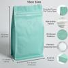 50 Pieces 1 LB Blue Green Coffee Bags with Aluminum Foil Liner Pack of 50, High Barrier Coffee Pouches with Degassing Valve, Ziplock Food Storage Bags with Pull Tape, 16oz/1lb/500gram view 2