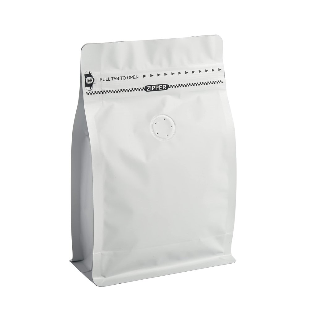 8 Ounces/50 Pieces White Coffee Bags, High Barrier Coffee Pouches with Degassing Valve, Resealable Coffee Storage Bags with Ziplock & Pull Tape (8oz/0.5lb/250gram, Pack of 50)