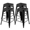 COSTWAY Bar Stools Set of 4, 24 Stackable Metal Stools with Square Seat & Handing Hole, X-Shaped Reinforced Design, Backless Bar Chairs for Kitchen, Dining Room, Pub (Black, 24) view 1