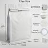 12oz 50pcs High Barrier Wihite Coffee Bags with Aluminum Foil Liner, Resealable Coffee Pouches with Degassing Valve, Ziplock Food Storage Bags with Pull Tape, 12oz/0.75lb/340gram, Pack of 50 view 3