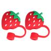 2pcs Silicone Straw Covers Cap For Tumblers, Food Grade Silicone Straw Toppers, Reusable Straw Caps Covers (Strawberry) view 1