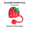 2pcs Silicone Straw Covers Cap For Tumblers, Food Grade Silicone Straw Toppers, Reusable Straw Caps Covers (Strawberry) view 2