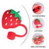 2pcs Silicone Straw Covers Cap For Tumblers, Food Grade Silicone Straw Toppers, Reusable Straw Caps Covers (Strawberry) view 3