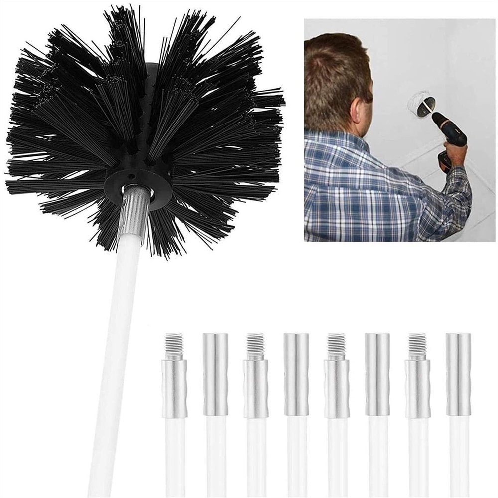 chimney sweep kit Chimney Kit, Chimney Sweep Set, Chimney Flue Cleaning Rod Sweep For Cleaning Fireplace Flue And Duct Vent, Including 9/15/18 Flexible Rods + 1 Brush Head + 1 M8 Thread ( Color : 9 Ro
