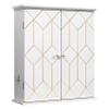 AZODY Bathroom Cabinet with Gold Trim, Wall-Mounted Bathroom Storage Cabinet with Adjustable Shelves and Side Hooks, Space Saver Medicine Cabinet for Livingroom, Laundry, Classical White view 1