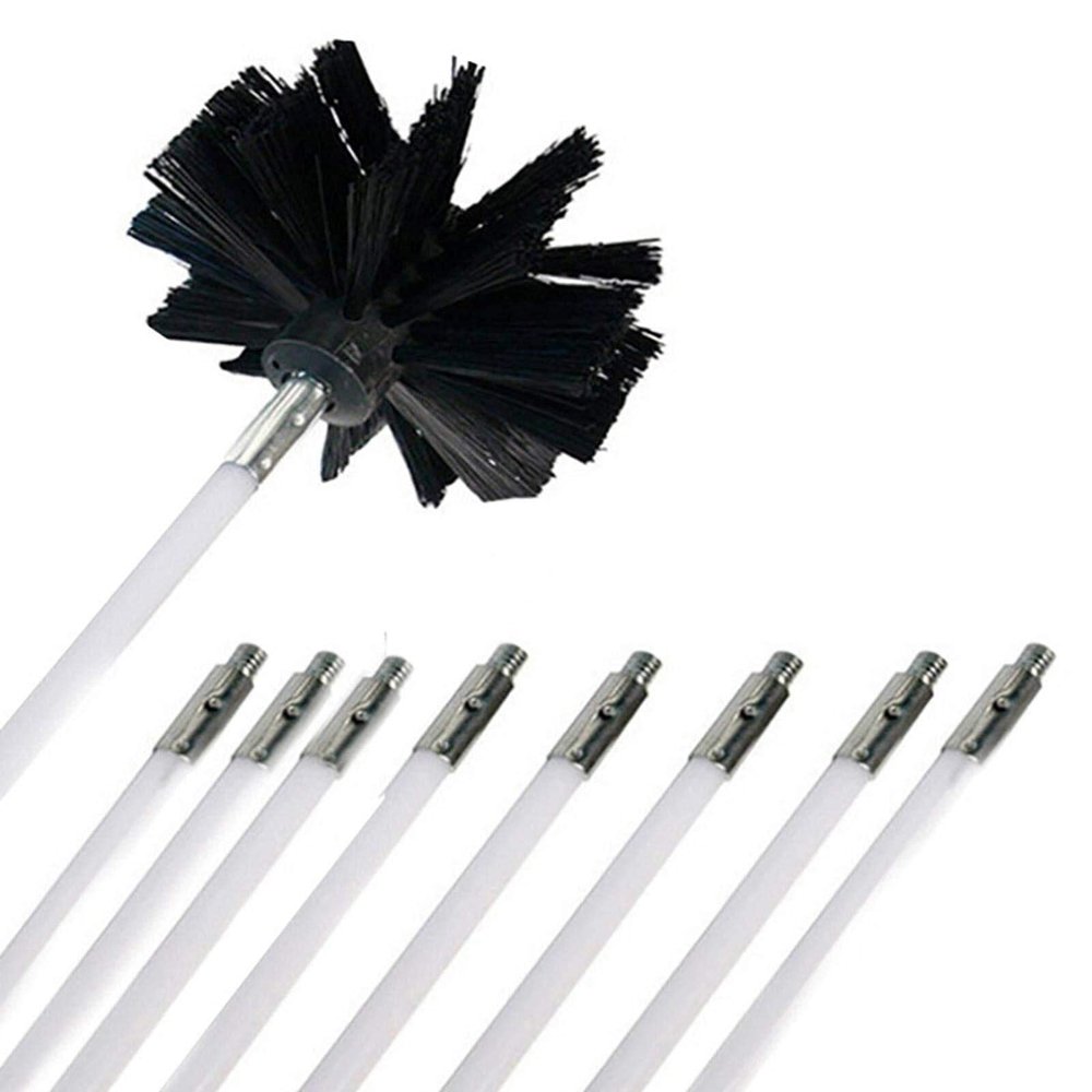 chimney sweep kit Chimney Cleaning Brush Kit, Duct Vent Cleaning Set With 9/15/18 Nylon Rods 1 Brush Heads 1 Drill Connector Chimney Sweep Kit For Fireplace Dryer Vent Sewage Pipe Fume Hood ( Color :