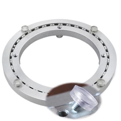 Aluminum Lazy Susan Bearing Turntable Ring 360 Degree Rotating Swivel Plate Quiet Smooth With Silicone Suction Cup Cushion For Kitchen Dining Table