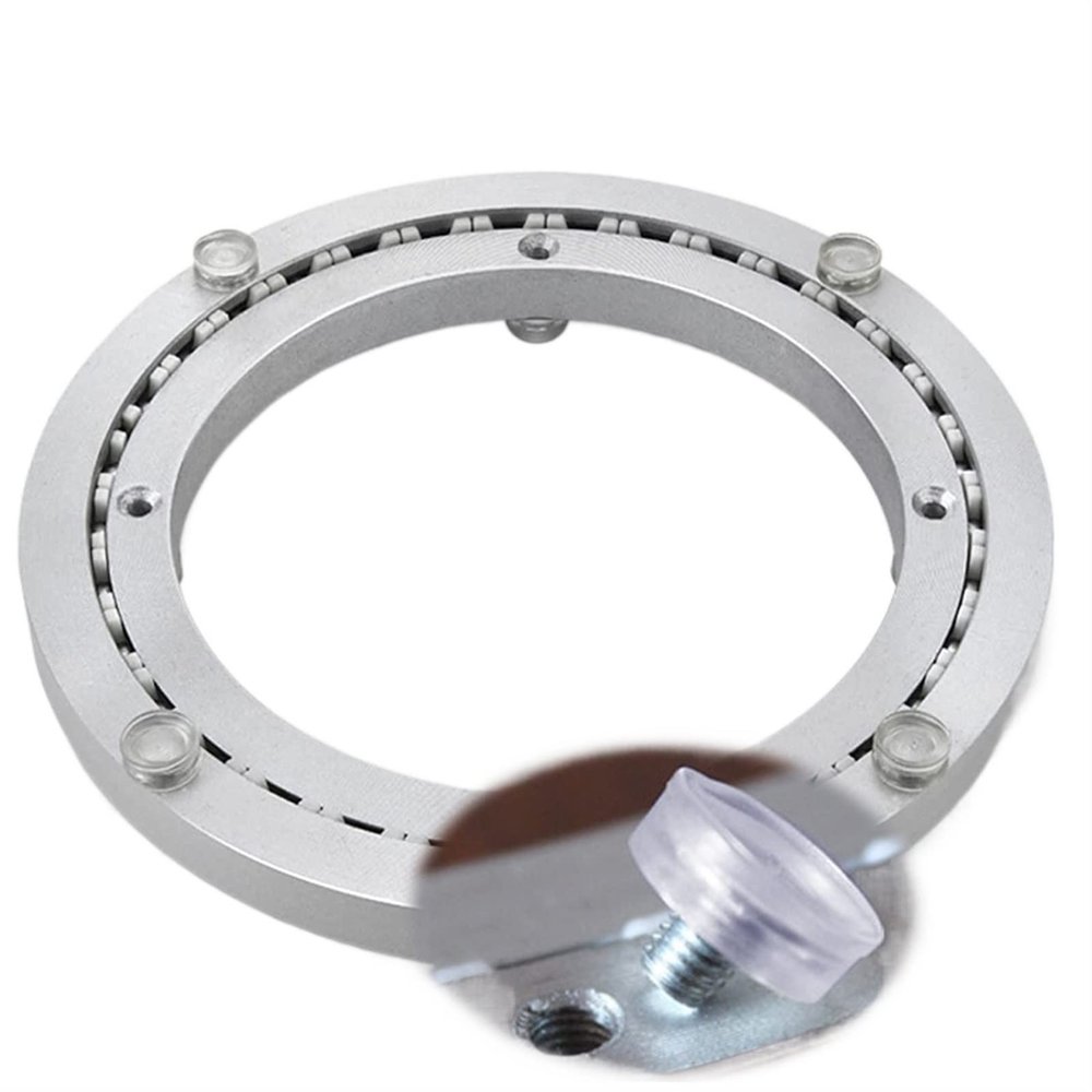 Aluminum Lazy Susan Bearing Turntable Ring 360 Degree Rotating Swivel Plate Quiet Smooth With Silicone Suction Cup Cushion For Kitchen Dining Table