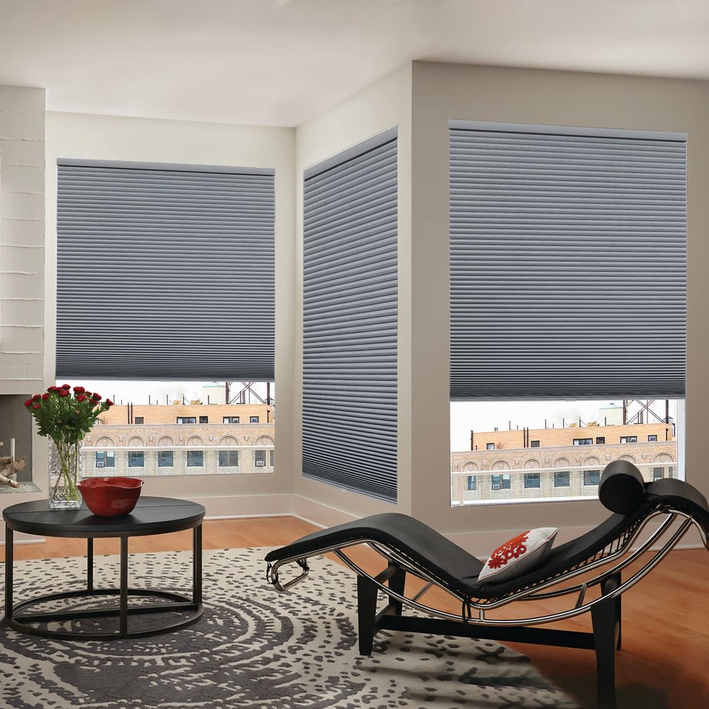 Tonature Cellular Shades Cordless 100% Blackout Window Blinds for Windows Bottom Up Cellular Blinds Custom Size Thermal Insulated Honeycomb Shades for Windows Home Bedroom Door Grey, 44.5" W x 48" H