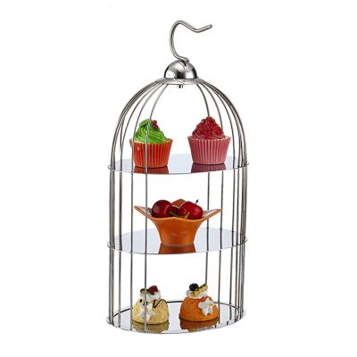 3 Tier Dessert Stand with Hooks, Metal Food Stand Cupcake Holders, Reusable Pastry Serving Stand for Afternoon Tea Party Family Gathering(Size:30 * 63cm,Color:Silver)
