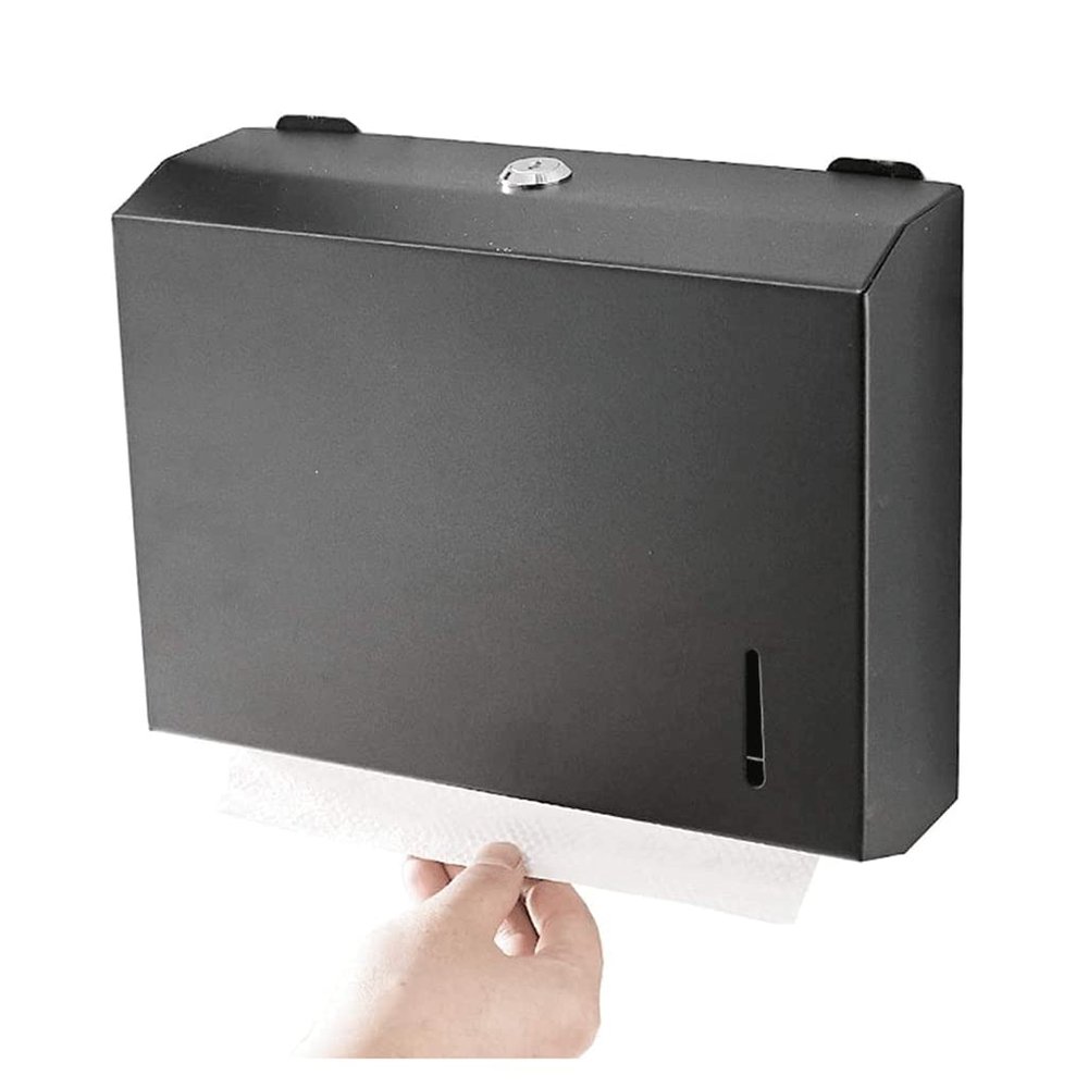 LIOONS High Capacity Wall Mounted Paper Towel Dispenser Lockable Stainless Steel Hand Towel Dispenser Waterproof Tissue Box for Commercial and Home Stable
