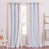 NICETOWN Star Blackout Curtains for Kids Rooms Girl Princess Double Layer Curtains for Daughter Bedroom Window/Thanksgiving (W52 x L84 inches, Pink Yellow Green Blue, 1 Pair) view 1