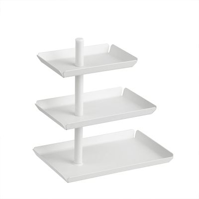 3 Tiers Fruit Stand, White Metal Dessert Stand Pastry Server, Multipurpose Storage Rack Display Stand for Jewelry Dessert Cosmetics, Detachable(Color:White)