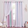 NICETOWN Star Curtains for Nursery Bedroom, Double Layer Blackout Grommets Top Star Cutout Rainbow Curtains Sheer for Living Room Nursery, 1 Pair in 52 x 63 inch, Purple Blue Pink view 1