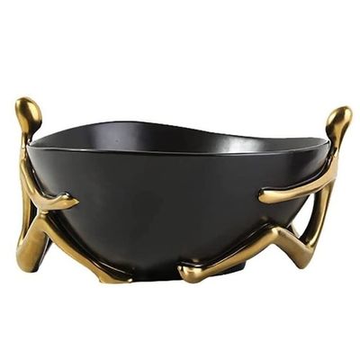 KITCISSL Decorative Trays Gold Key Bowl for Entryway Table, Ceramic Coffee Table Decor Modern Key Tray Golden Figure Jewelry Organizer Tray Wine Cabinet Living Room Decoration Trays (Color : Style A)