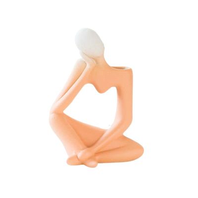 HOAZIACEHN Thinker Statue Ceramic Vase, Retro Ceramic Thinker Style Abstract Sculpture, Modern Office Table Shelf Decor Aesthetic for Centerpieces Bedroom Kitchen Living Room Wedding Office (C)